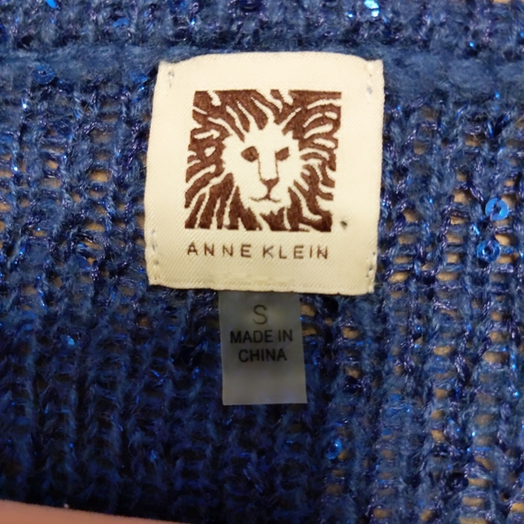 Anne Klein Blue Sequined Sweater Tunic Small - Picture 5 of 14